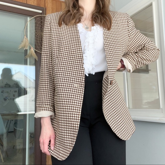 Jessica Jackets & Blazers - VINTAGE Houndstooth Oversized Blazer | Jessica